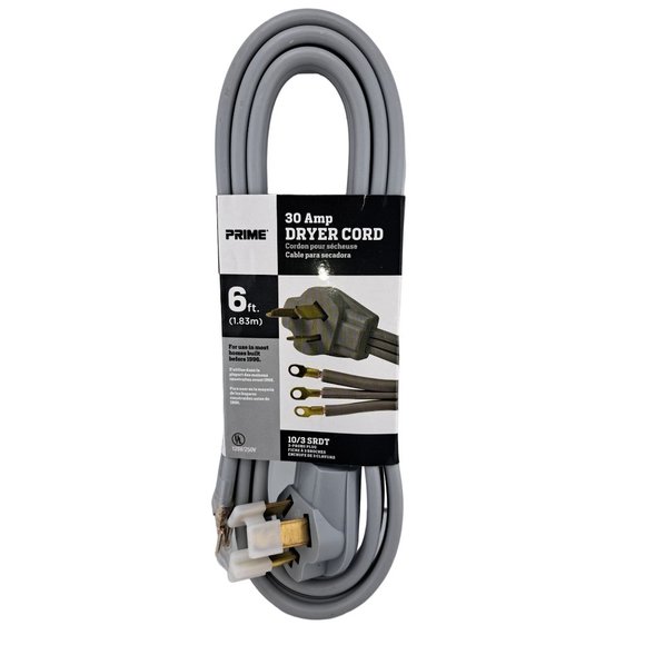 PRIME, Dryer, Indoor Extension Cord, Gray, 6FT, 1PK - Picture 1 of 2
